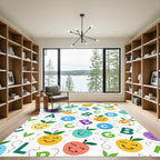 Smiling Fruit Alphabet Collage Rug