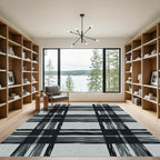 Charcoal and Slate Rustic Plaid Rug