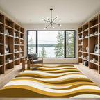 Modern Golden Brown Wavy Stripe Rug