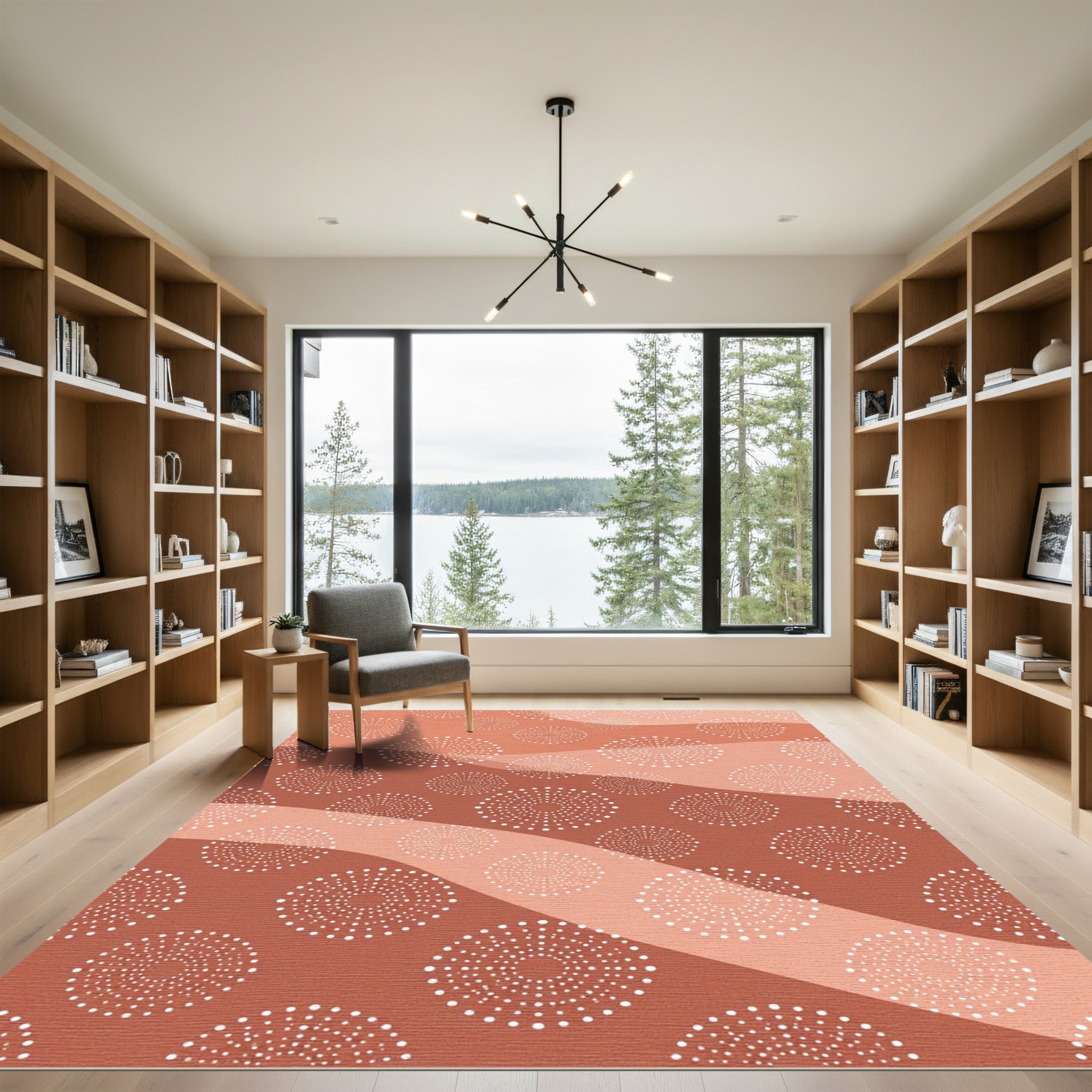 Terracotta Ripples Dot Medallions Rug