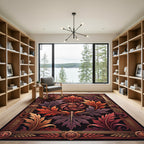 Rich Autumn Leaf Scrollwork Medallion Rug
