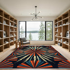 Explosion burst fan red teal Rug