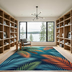 Lush Tropical Palm Leaf Sunset Aura Rug
