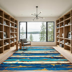Abstract Blue Ocean Beach Stripe Rug