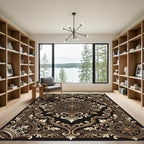 Ornate Gold Crown Scrollwork Rug