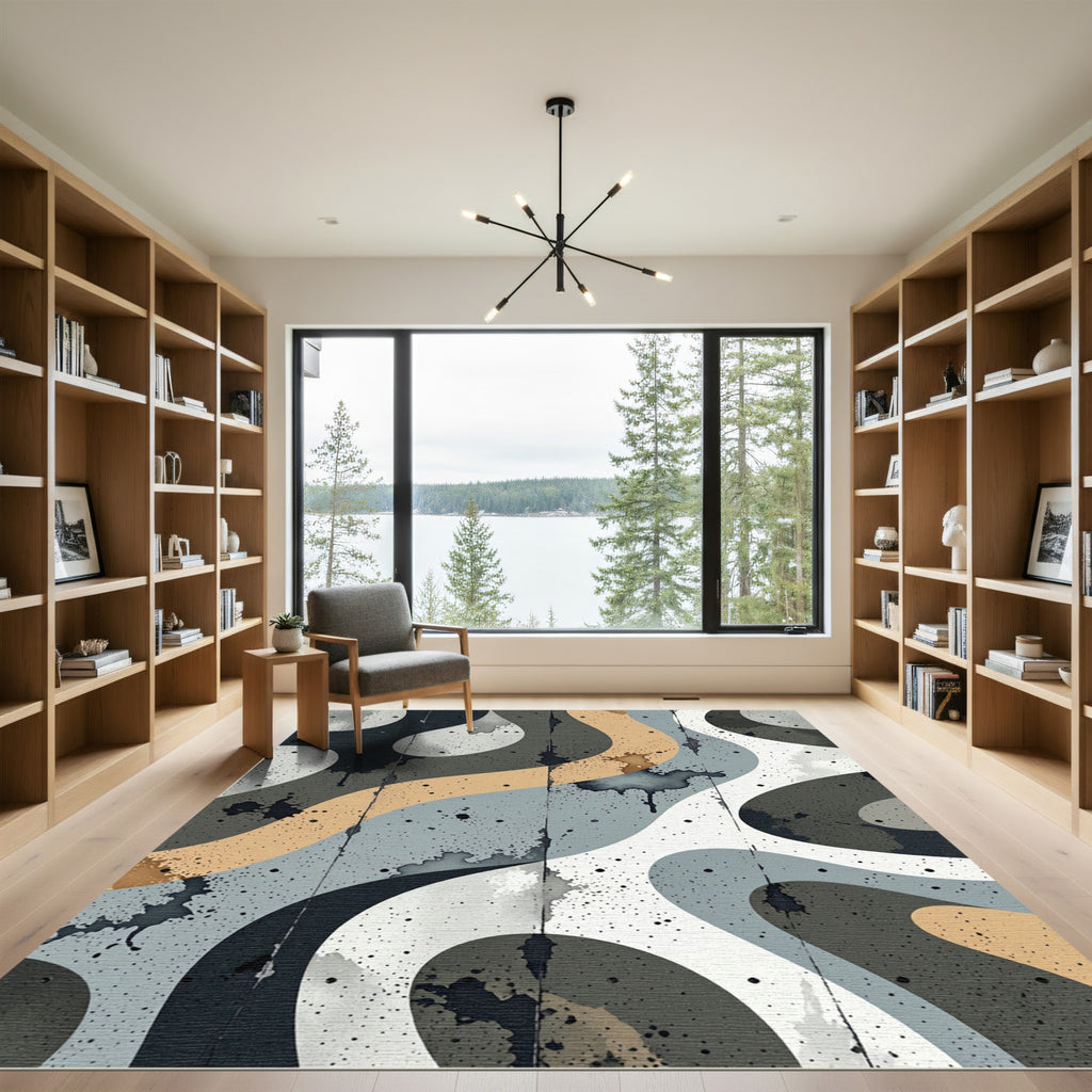 Abstract Sandy Wave Splatter Rug
