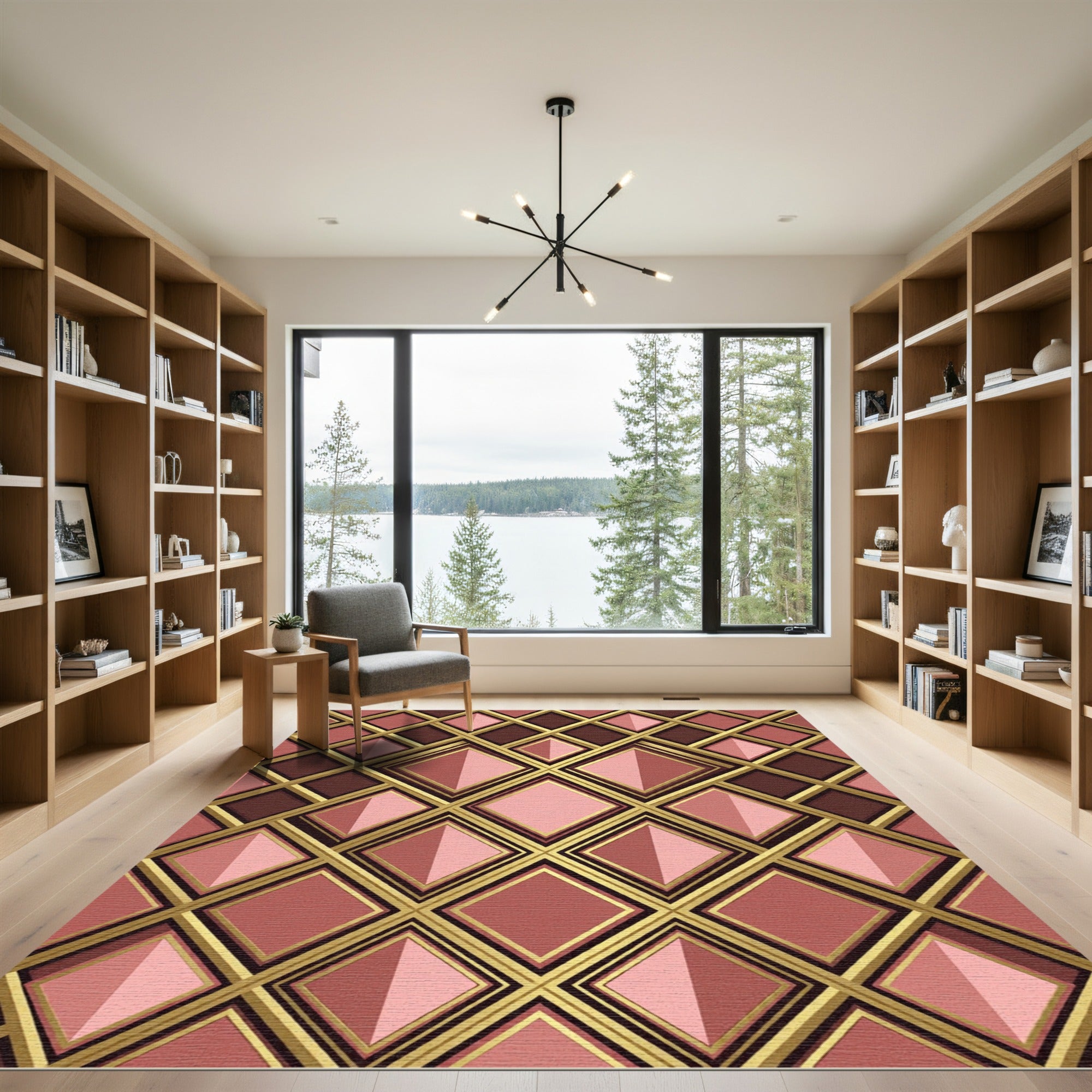 Rose Gold Diamond Lattice Repeating Rug