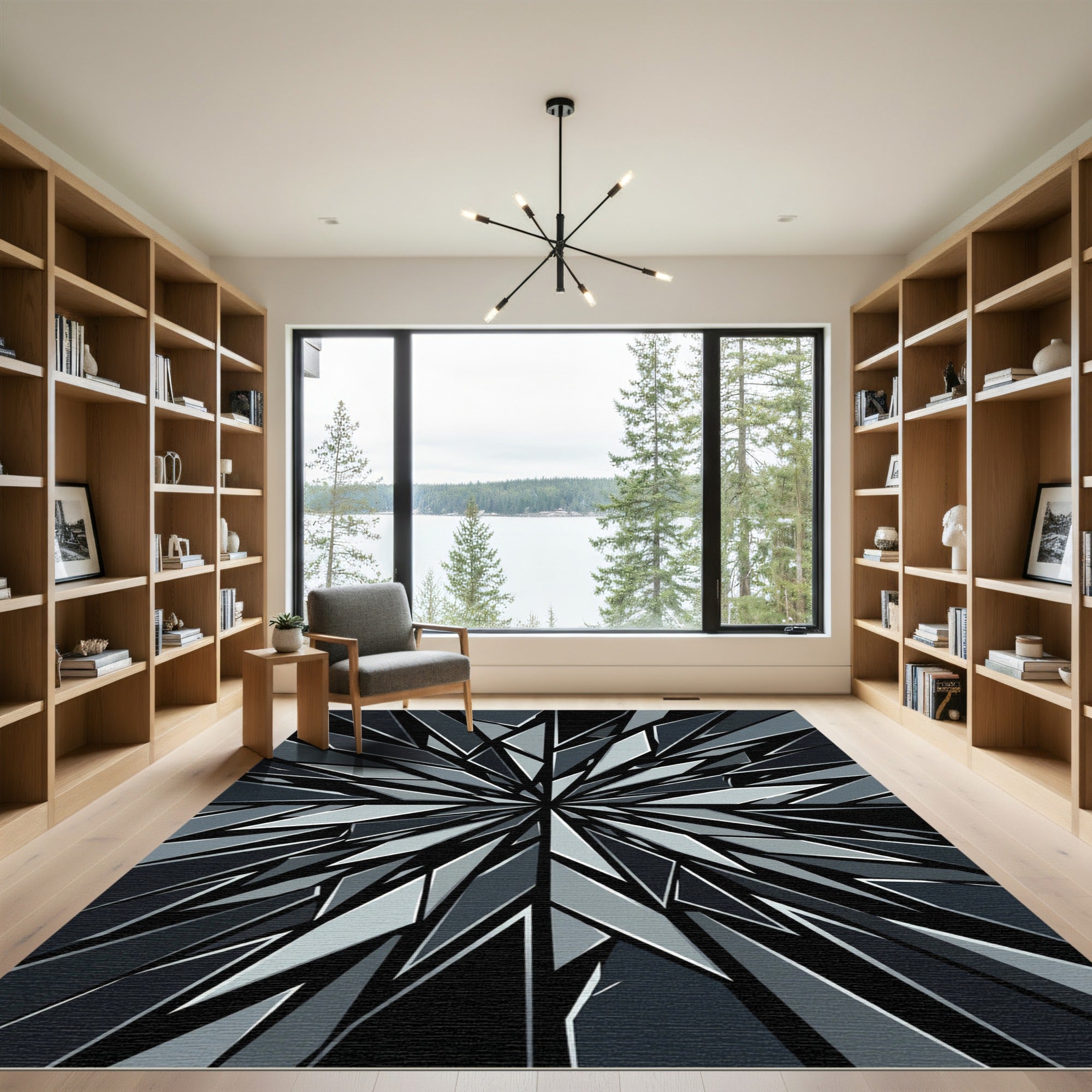 Monochromatic Shattered Geometric Explosion Rug