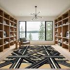 Modern Neutral Geometric Intersecting Line Rug