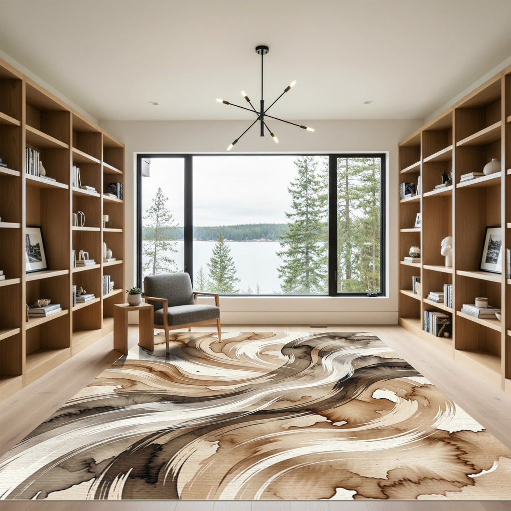 Earthy Tone Swirl Watercolor Rug