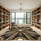Radiant Gold Sunburst Geometric Rug