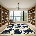 Vintage Black Cat Illustration Sketch Rug