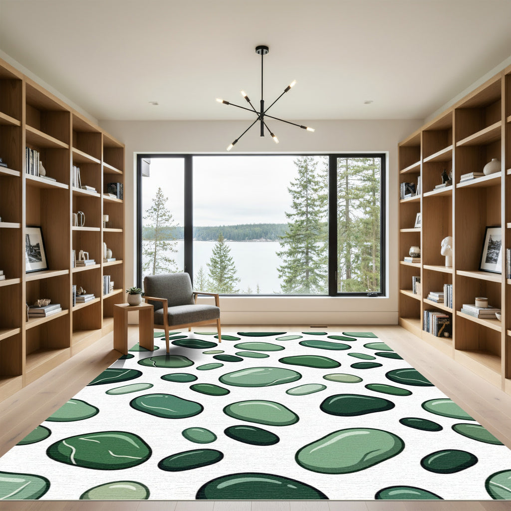 Verdant Green Pebble Medley Abstraction Rug