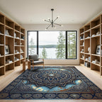 Ornate Azure Starburst Medallion Rug