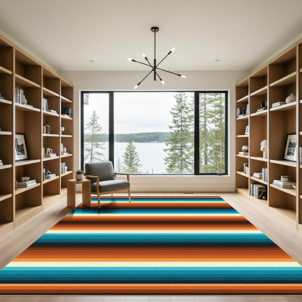 Retro Earthy Tone Horizontal Stripes Rug