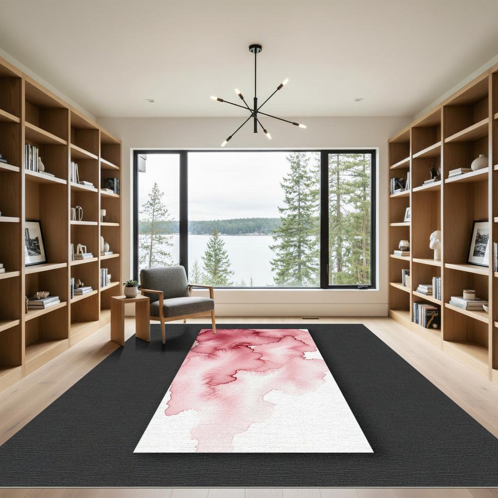 Crimson Watercolor Wash Abstract Flow Rug