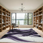 Deep Purple Abstract Ink Wave Rug