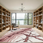 Crimson Swirl Veined Branch Art Rug