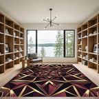 Luxurious Geometric Burgundy and Gold Art Deco Rug