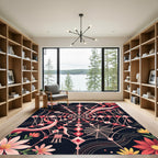 Ethereal Crimson Floral Spider Web Rug