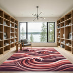 Crimson Abstract Flowing Wave Rug