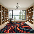 Abstract Crimson Flowing Motion Rug