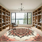 Coral Pink Mandala Floral Art Rug