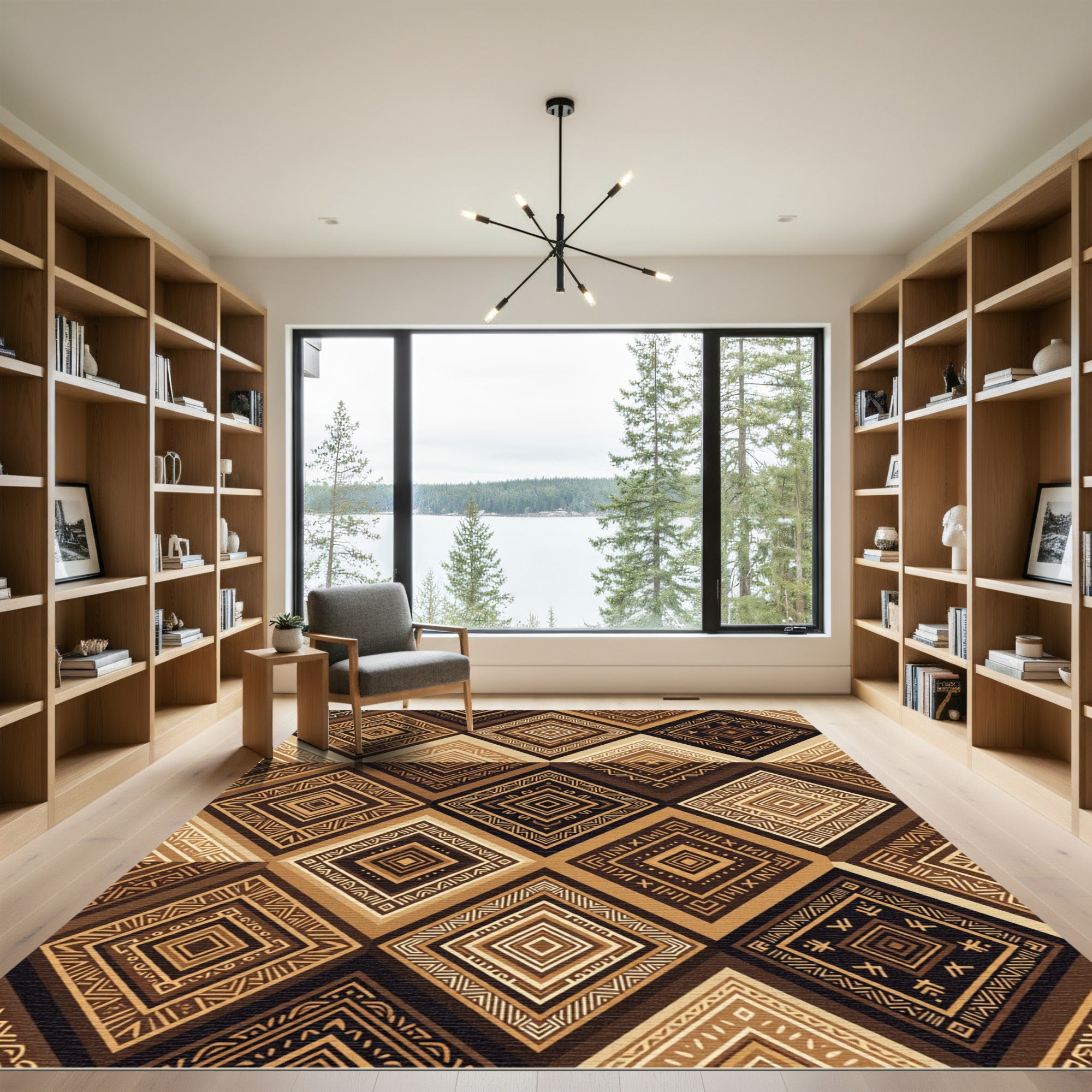 Earthy Geometric Diamond Rug