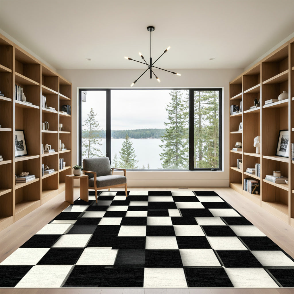 Trio Dimensional Chessboard Effect Rug