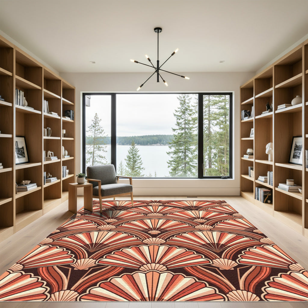 Coral Fan Shell Art Deco Rug