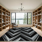 Modern Monochrome Angular Zigzag Arrow Rug