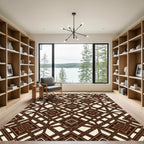 Chocolate Brown Geometric Diamond Lattice Rug