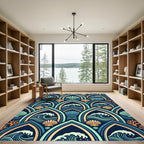 Art Deco Coastal Seashell Ocean Wave Rug