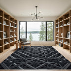 Dark Metallic Intersecting Lattice Grid Rug