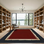 Deep Crimson Bordered Parchment Rug