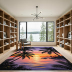 Tropical Sunset Palm Tree Silhouette Rug
