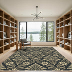 Classic Black and Gold Damask Rug