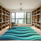 Abstract Teal Cyan Flowing Wave Rug