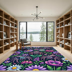 Charming Purple Floral Spider Garden Rug