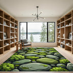 Serene Green Stone Lush Foliage Rug