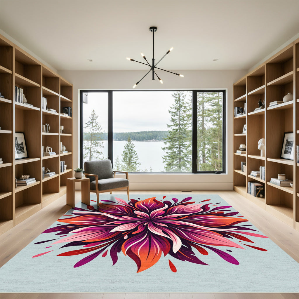 Vibrant Radiant Sunset Petal Mandala Rug