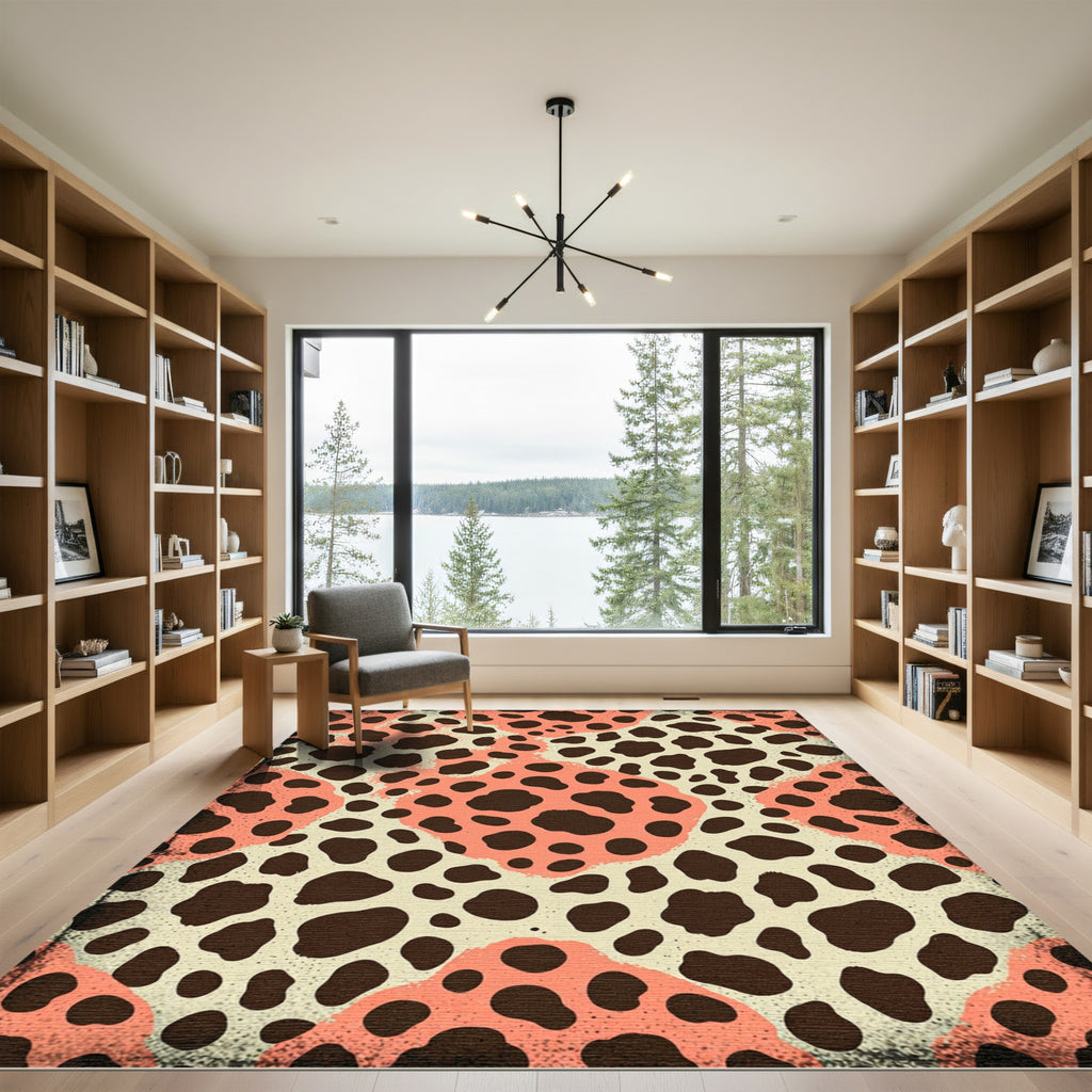 Coral Cream Brown Spotty Organic Rug
