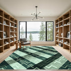 Gradient Teal Chevron Geometric Rug