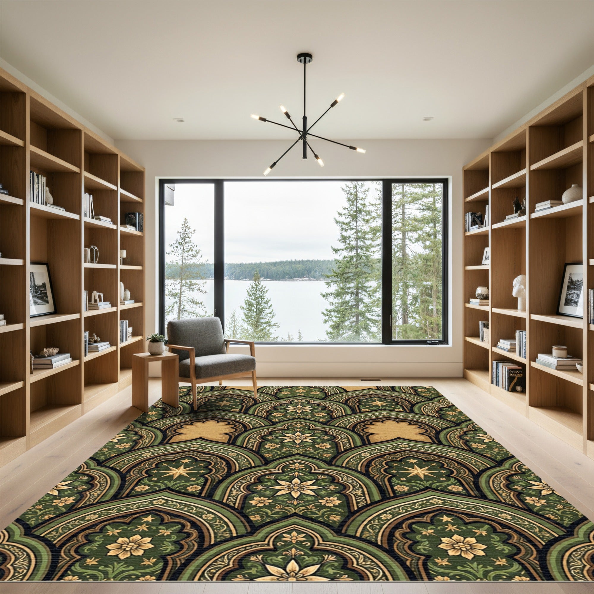 Emerald Green Archway Floral Medallion Rug