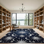 Celestial Silver Moon and Star Night Rug