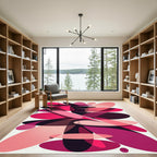 Vibrant Fuchsia Ellipse Abstract Art Rug