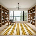 Golden Sunflower Vertical Stripe Overlay Rug