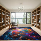 Vibrant Cosmic Nebula Swirl Area Rug
