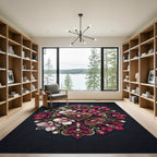 Rich Crimson Pearl Floral Medallion Rug