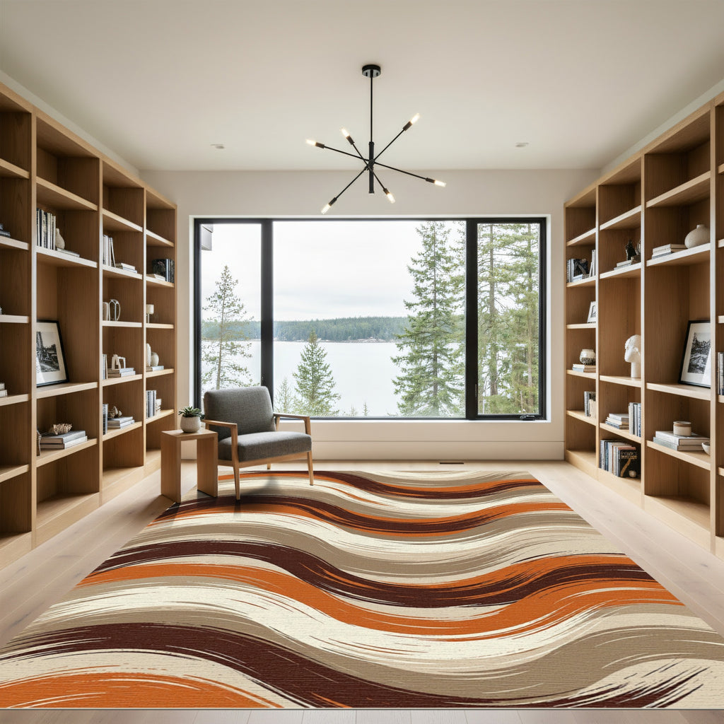 Modern Earthy Wave Abstract Rug